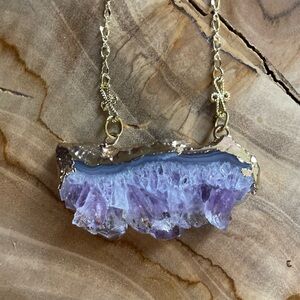 Raw cut amethyst necklace